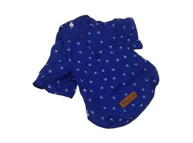 BLUSA PERRO Y GATO DISEÑO'S PET POLO TALLA 2 AZULINO HUELLAS BLANCAS