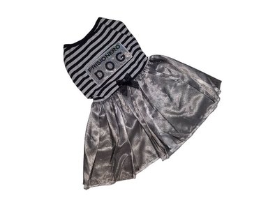 DISFRAZ FRANELA PERRO VESTIDO DISEÑO'S PET PRISIONERA TALLA 2