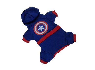DISFRAZ FRANELA PERRO Y GATO ENTERIZO DISEÑO'S PET CAPITAN AMERICA TALLA 1