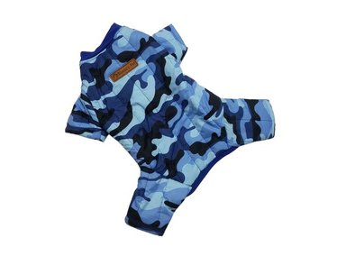 ENTERIZO PERRO Y GATO DISEÑO'S PET IMPERMEABLE CAMUFLADO AZUL TALLA 2