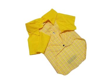 CAMISA PERRO Y GATO DISEÑO'S PET AMARILLA CUADROS TALLA 0