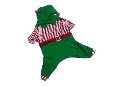 ENTERIZO FRANELA PERRO Y GATO DISEÑO'S PET NAVIDEÑO DUENDE TALLA 3