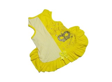 VESTIDO FRANELA PERRO DISEÑO'S PET AMARILLO AÑO NUEVO TALLA 4