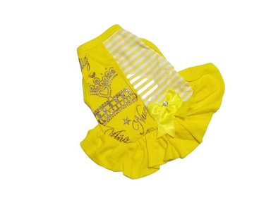 VESTIDO FRANELA PERRO Y GATO DISEÑO'S PET AMARILLO AÑO NUEVO TALLA 0