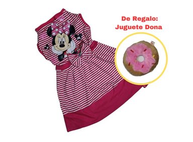 VESTIDO FRANELA PERRO DISEÑO'S PET MINI RAYAS FUCSIA TALLA 5 + REGALO