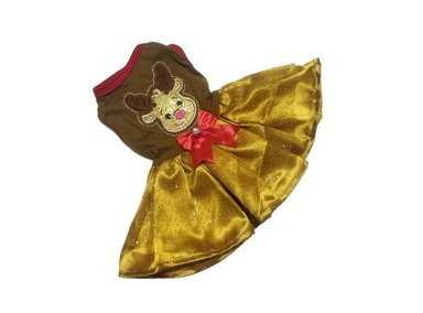 VESTIDO PERRO Y GATO DISEÑO'S PET NAVIDEÑO DORADO TALLA 0