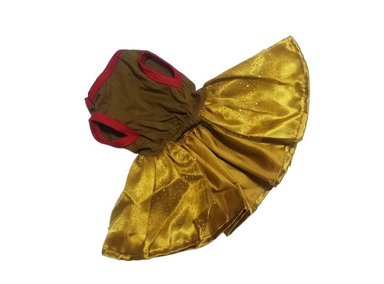 VESTIDO PERRO Y GATO DISEÑO'S PET NAVIDEÑO DORADO TALLA 0 - 2