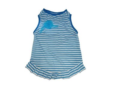 VESTIDO FRANELA PERRO DISEÑO'S PET RAYAS CELESTE TALLA 3 - 2