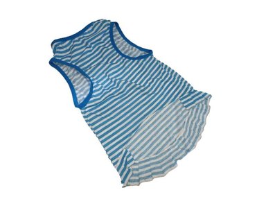 VESTIDO FRANELA PERRO DISEÑO'S PET RAYAS CELESTE TALLA 3 - 3