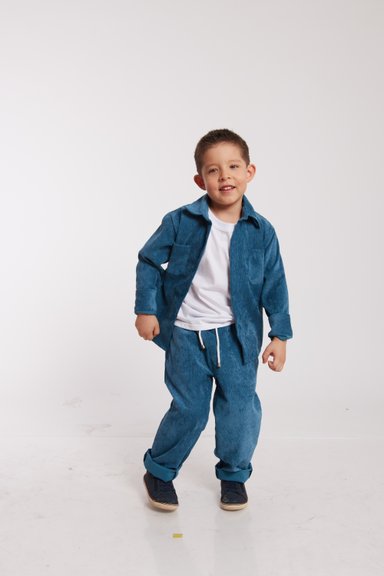 CONJUNTO NIÑO BHUKI AZUL ACERO CORDUROY