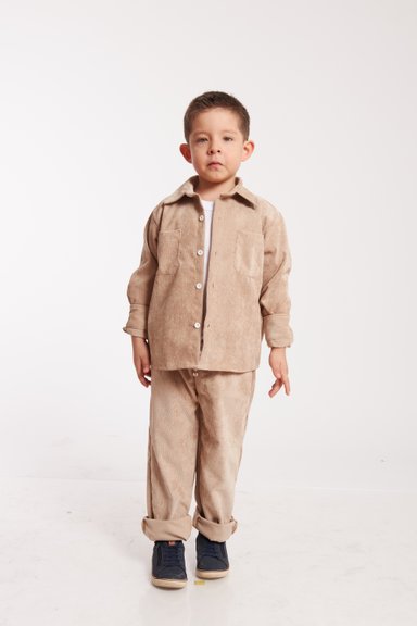 CONJUNTO NIÑO BHUKI BEIGE CORDUROY