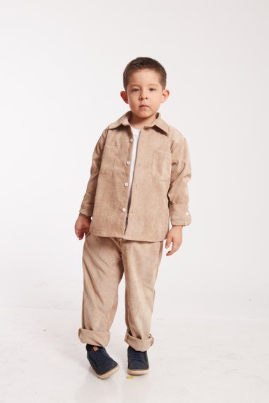 CONJUNTO NIÑO BHUKI BEIGE CORDUROY