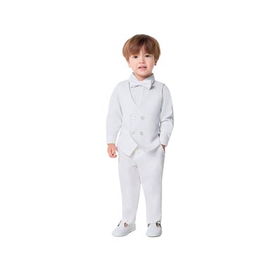 SET PANTALÓN + CHALECO + CORBATA BHUKI BLANCO