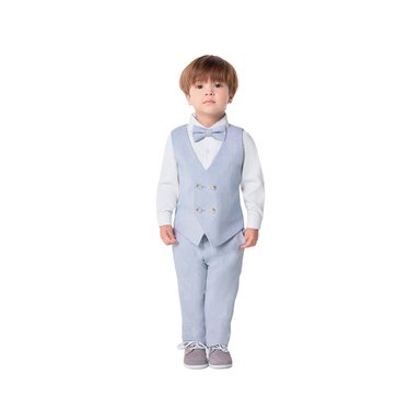 SET PANTALÓN + CHALECO + CORBATA BHUKI CELESTE