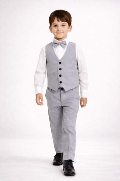 CONJUNTO PANTALÓN CHALECO CORBATA PLOMO