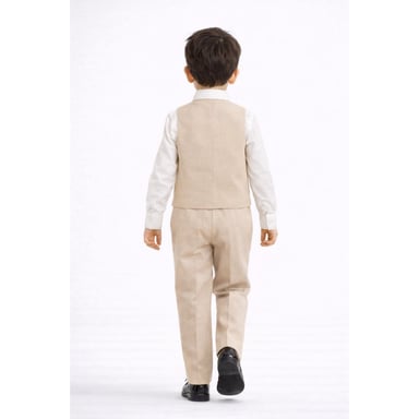 CONJUNTO BEIGE TRAJE FORMAL PANTALÓN, CHALECO Y CORBATA - 6