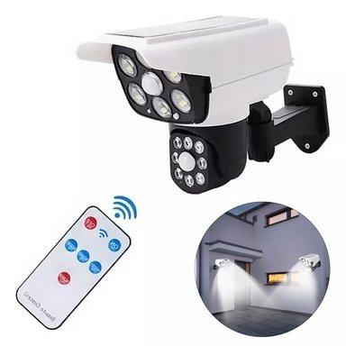 LÁMPARA OTR020 SOLAR LED TIPO CÁMARA SEGURIDAD DOBLE SENSOR MOVIMIENTO BLANCO