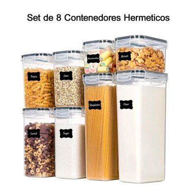 PACK 8 TAPERS COC031 TRANSPARENTE CONTENEDORES/RECIPIENTES HERMETICOS GUARDAR ALIMENTOS MAS