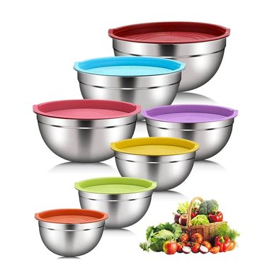 JUEGO DE BOWLS COC039 TAZONES MULTIUSO BOWL ACERO INOXIDABLE TAPAS COLORES 7 PZS