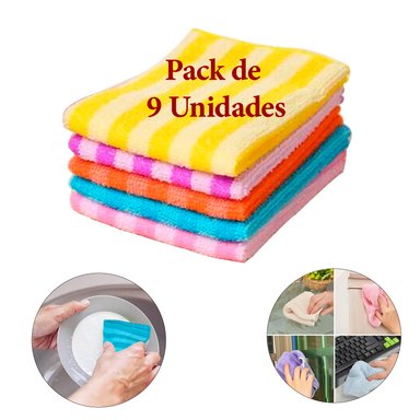 PACK 9 PAÑOS HOG002X9 TOALLAS O MICROFIBRA LIMPIEZA COCINA