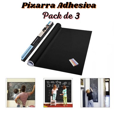 PACK X 3 PIZARRAS ADHESIVAS DE VINILO NEGRO – 45 X 200 CM