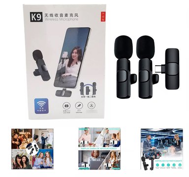 MICRÓFONO INALÁMBRICO TEC042TC SOLAPERO DOBLE RECARGABLE TIPO C K9