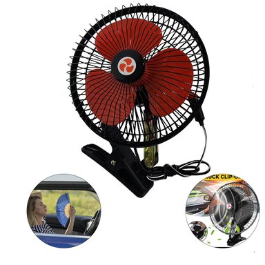 VENTILADOR PORTÁTIL CON CLIP AJUSTABLE PARA VEHÍCULOS - ROJO