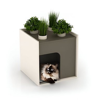 MESA AUXILIAR MASCOTA QUINAI COLOR BLANCO Y PLOMO 73 EXPERIENCE