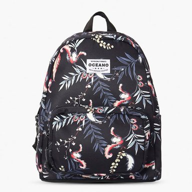 MOCHILA OCEANO LANIS NEGRO HOJAS