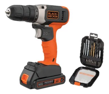 TALADRO ATORNILLADOR 10MM 20V BLACK AND DECKER BCD702C1-K2 COLOR NARANJA