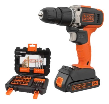 KIT TALADRO PERCUTOR 20V MAX + SET 50 PIEZAS BLACK + DECKER NARANJA 50 HZ / 60 HZ