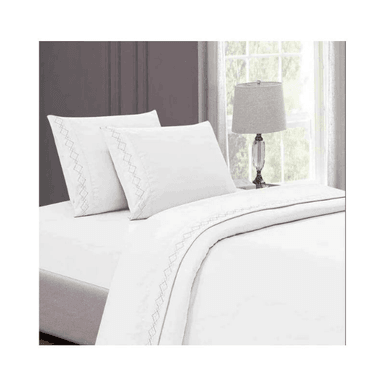 SÁBANAS OLIBABA 2 PLAZAS BLANCO BORDADO PARIS