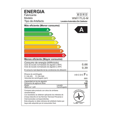 Lavadora Bord 11KG WM11TLG-M  Gris - 5