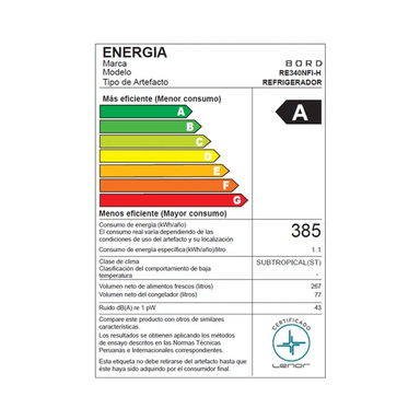 REFRIGERADORA BORD TOP FREEZER NO FROST 347LT RE340NFI-H - 3