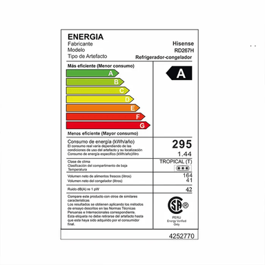 REFRIGERADORA HISENSE TOP FREEZER FROST 205LT RD267H - 2