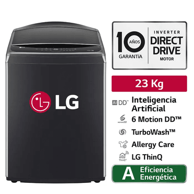 LAVADORA LG 23KG AI DD WT23PBVS6 NEGRO PLATEADO - 1