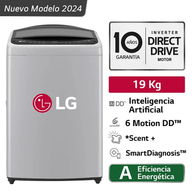 LAVADORA LG AI DD 19KG WT19DV6T GRIS
