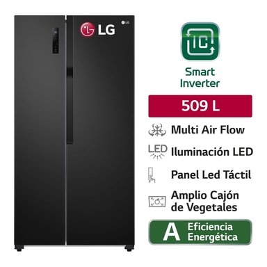 REFRIGERADORA LG SIDE BY SIDE NO FROST 509LT MÚLTIPLE FLUJO AIRE GS51MPD NEGRO - 1