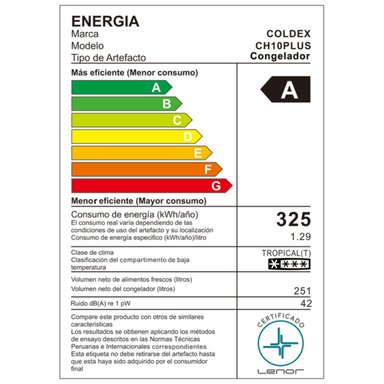 CONGELADORA COLDEX 251L DEFROST CH10PLUS BLANCO - 6
