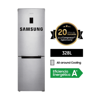REFRIGERADORA SAMSUNG RB33J3230SA/PE BOTTOM FREEZER NO FROST 328LT ALL AROUND COOLING PLATEADO - 1