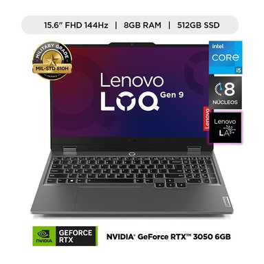LAPTOP GAMER LENOVO INTEL CORE I5-12450HX 8GB 512GB SSD RTX 3050