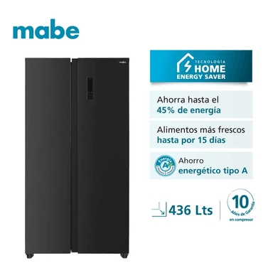 REFRIGERADORA MABE SIDE BY SIDE 436LT MSD480LPRPS0 BLACK STEEL
