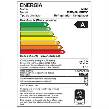 REFRIGERADORA MABE SIDE BY SIDE 436LT MSD480LPRPS0 BLACK STEEL - 3