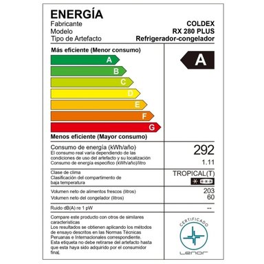 REFRIGERADORA COLDEX 263LT NF RX280PLUS - 4