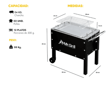 CAJA CHINA MR GRILL CHICA + PARRILLA + CARBÓN - 4