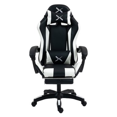 SILLA GAMER LYZOR CON POSAPIÉS SGBWTWN135A NEGRA Y BLANCA