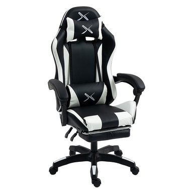SILLA GAMER LYZOR CON POSAPIÉS SGBWTWN135A NEGRA Y BLANCA - 4