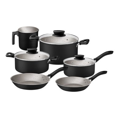 JUEGO DE OLLAS TRAMONTINA LINZ 9 PIEZAS NEGRO