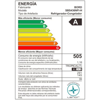 REFRIGERADORA BORD INVERTER 436 LT NO FROST SIDE BY SIDE SBS436NFI-H - 5