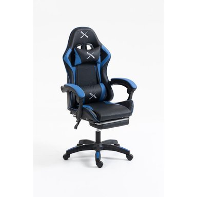 SILLA GAMER LYZOR CON POSAPIÉS SGBLUTWN135A AZUL Y NEGRO - 2